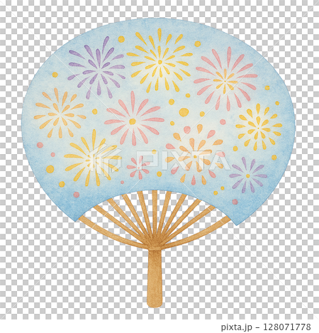花火柄の涼感うちわ 128071778