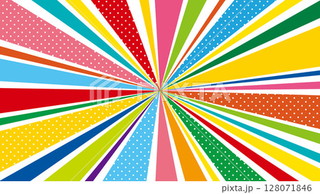 ドット入り集中線 サンバーストの背景素材/カラフル 128071846