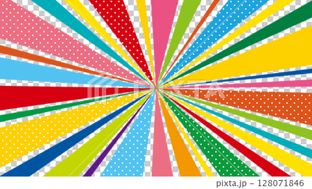 ドット入り集中線 サンバーストの背景素材/カラフル 128071846