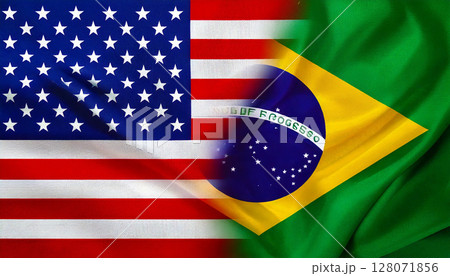 アメリカ　ブラジル　生成AI　国旗 128071856