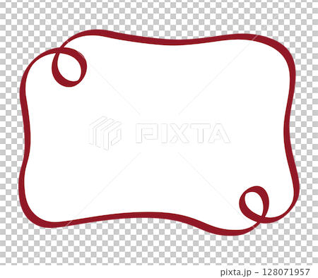 Hand-drawn brush-like square frame/red line 128071957