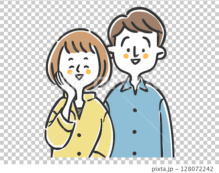 Illustration of a young couple, upper body, vector Illustration of a young couple, upper body, vector 128072242