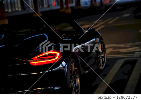 ツヤツヤの黒いオープンカー 128072577