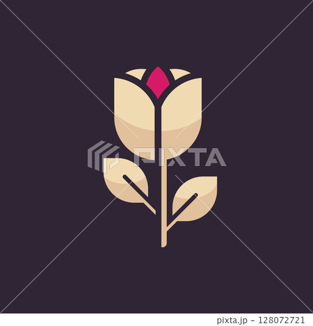 bold, modern rose flower flat style dark background, perfect for cosmetic, jewelery or other company symbol 128072721