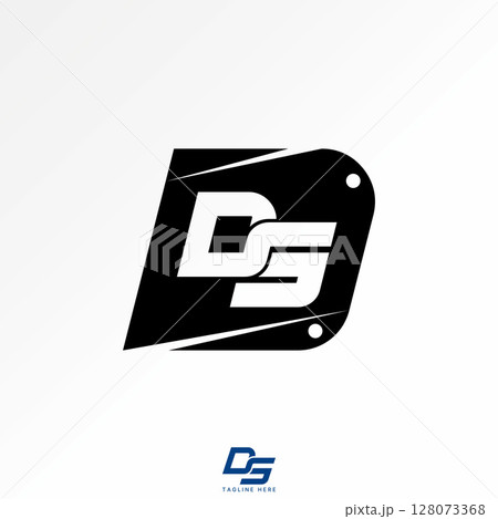 Logo design graphic concept creative premium vector stock image top sell initial DS font on metal steel plate blacksmith iron material manufacture art 128073368