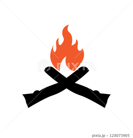 Hipster vintage bonfire logo design. Logo for camping, adventure wildlife, campfire. 128073905