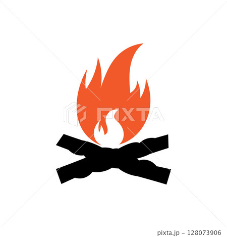 Hipster vintage bonfire logo design. Logo for camping, adventure wildlife, campfire. 128073906