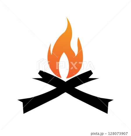 Hipster vintage bonfire logo design. Logo for camping, adventure wildlife, campfire. 128073907