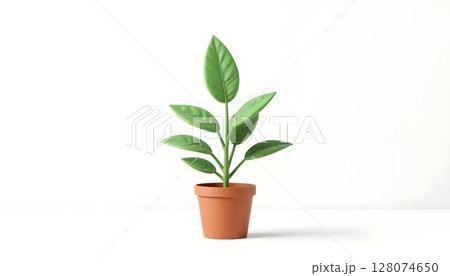 Plant in a pot on a white background. 3d rendering 128074650