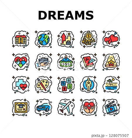 human dreams icons set vector 128075507