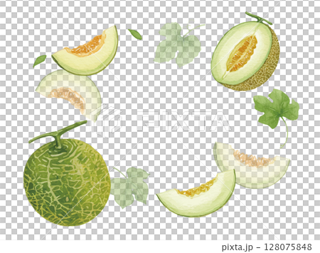 Watercolor melon frame 128075848