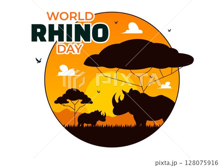 World Rhino Day Vector Illustration on September 22 for Rhino Lovers and Animal Protection Advocates in a Flat Style Cartoon Background World Rhino Day Vector Illustration on September 22 for Rhino Lovers and Animal Protection Advocates in a Flat Style Cartoon Background 128075916