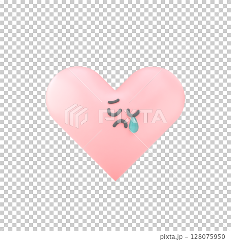 3D illustration of a crying heart shape. Concept of stress and emotional pain 3D illustration of a crying heart shape. Concept of stress and emotional pain 128075950