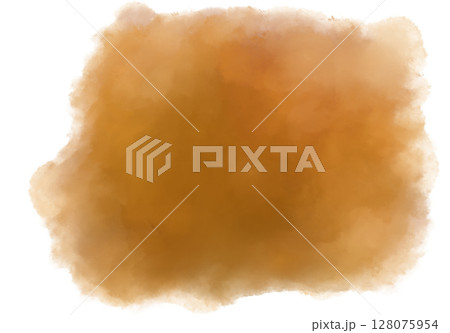 Yellow brown orange watercolor wet brush paint texture artistic background bubble illustration 128075954