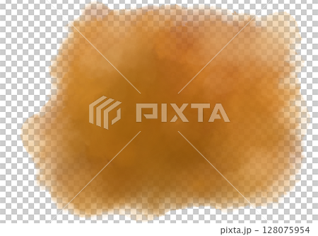 Yellow brown orange watercolor wet brush paint texture artistic background bubble illustration 128075954