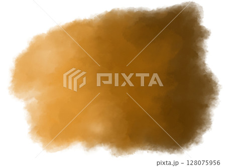 Yellow brown orange watercolor wet brush paint texture artistic background bubble illustration 128075956