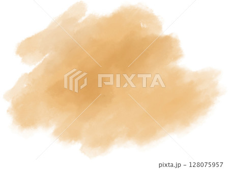 Yellow brown orange watercolor wet brush paint texture artistic background bubble illustration 128075957