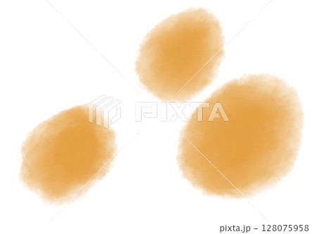 Yellow brown orange watercolor wet brush paint texture artistic background bubble illustration 128075958
