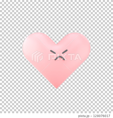 3d illustration of an angry face in heart shape. Stress concept 128076017