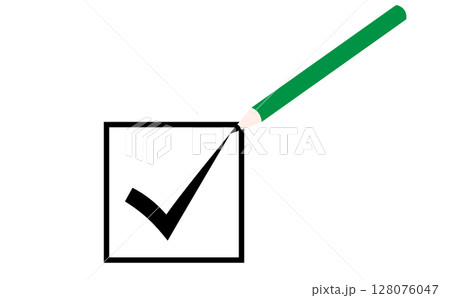 鉛筆でチェックを入れているイラスト素材 鉛筆でチェックを入れているイラスト素材 128076047