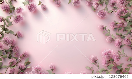 Circular arrangement of burdock beauty purple flower, copy space on center background 128076465