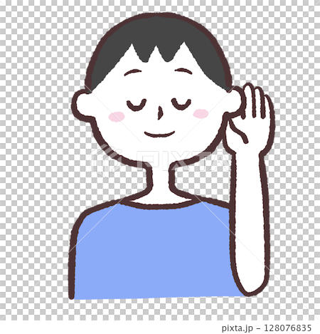 Illustration of a man listening carefully Illustration of a man listening carefully 128076835