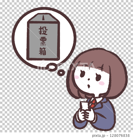 選挙のことを考える女子学生のイラスト 選挙のことを考える女子学生のイラスト 128076838