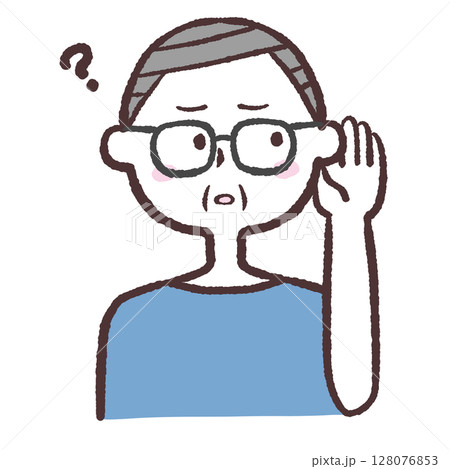 聞き返すシニア男性のイラスト 128076853