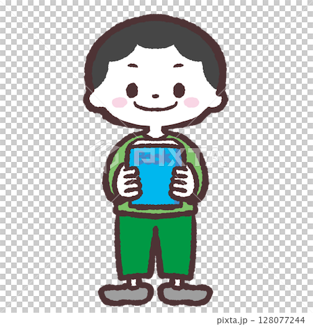 Illustration of a boy holding a book 128077244
