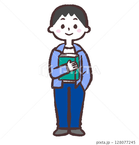 本を持つ男性のイラスト 128077245