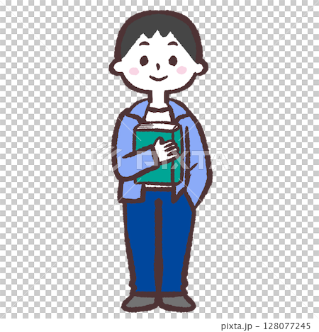 本を持つ男性のイラスト 128077245