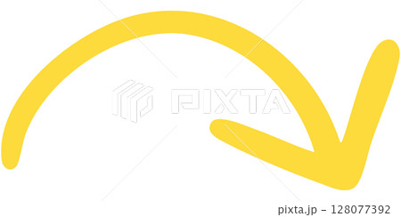 一本線の手書き矢印のイラスト3(黄色) 一本線の手書き矢印のイラスト3(黄色) 128077392