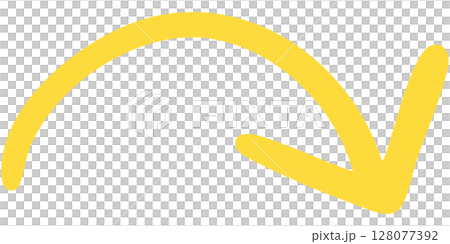 一本線の手書き矢印のイラスト3(黄色) 一本線の手書き矢印のイラスト3(黄色) 128077392