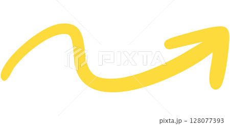 一本線の手書き矢印のイラスト4(黄色) 一本線の手書き矢印のイラスト4(黄色) 128077393