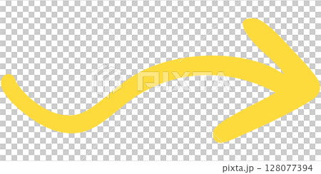 一本線の手書き矢印のイラスト5（黄色） 128077394
