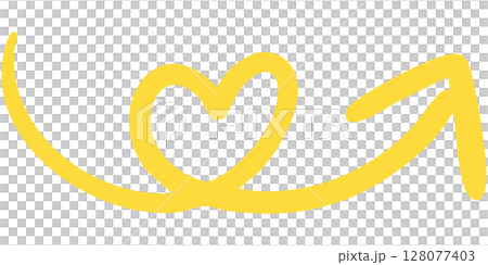 一本線の手書き矢印のイラスト13(黄色) 一本線の手書き矢印のイラスト13(黄色) 128077403