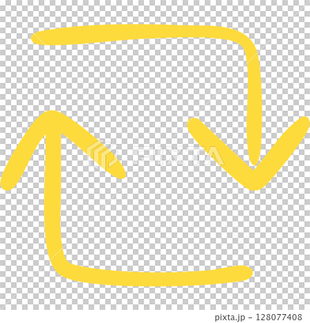 一本線の手書き矢印のイラスト18(黄色) 一本線の手書き矢印のイラスト18(黄色) 128077408