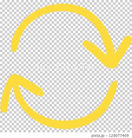 一本線の手書き矢印のイラスト19(黄色) 一本線の手書き矢印のイラスト19(黄色) 128077409