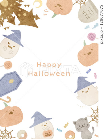 ほんわか可愛いハロウィーンのフレーム 128077675