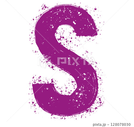 Brush strokes letter. Purple handwritten font. 128078030