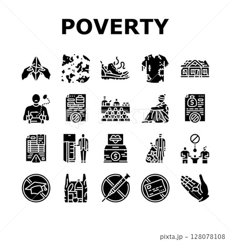 poverty inequality unemployment icons set vector poverty inequality unemployment icons set vector 128078108