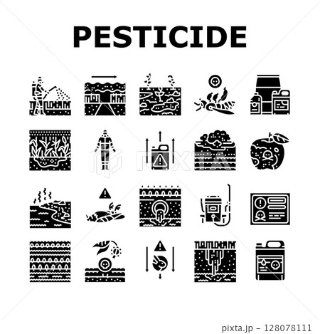 pesticide pollution agriculture icons set vector pesticide pollution agriculture icons set vector 128078111