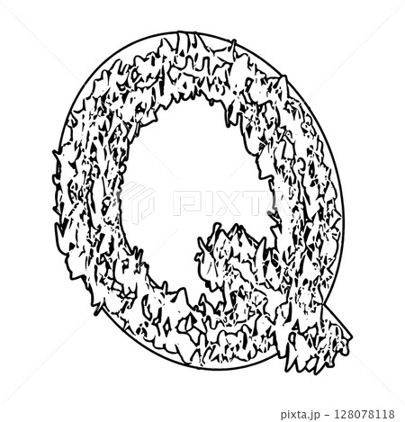 Decorative letter with bizarre neoplasm. Vector font. 128078118