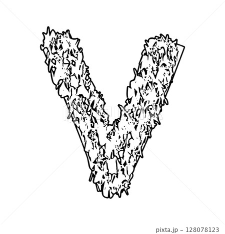 Decorative letter with bizarre neoplasm. Vector font. 128078123