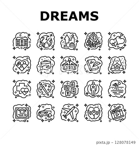 human dreams icons set vector 128078149