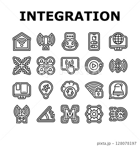integration compatibility product icons set vector integration compatibility product icons set vector 128078197