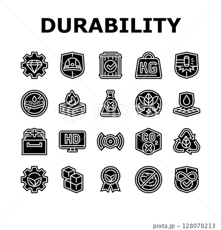 strength durability product icons set vector 128078213