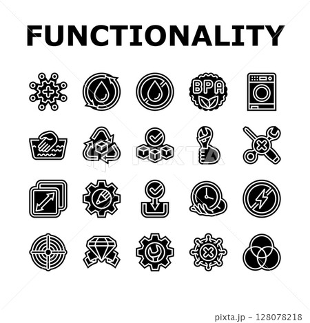 functionality features product icons set vector functionality features product icons set vector 128078218