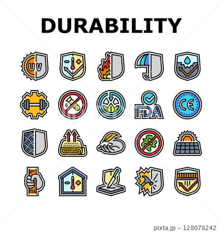 protection durability product icons set vector protection durability product icons set vector 128078242