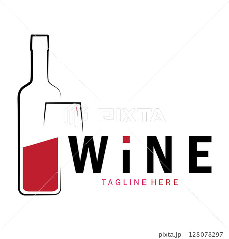 Wine logo with wine glasses and bottles.for night clubs,bars,cafe and wine shops. Wine logo with wine glasses and bottles.for night clubs,bars,cafe and wine shops. 128078297